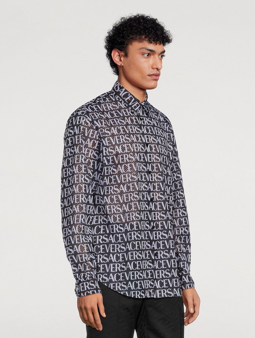 Mesh Long-Sleeve Shirt Logo Print