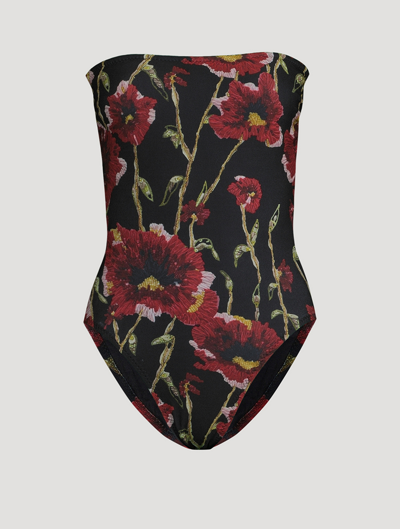 NORMA KAMALI Bishop Strapless Swimsuit In Floral Print