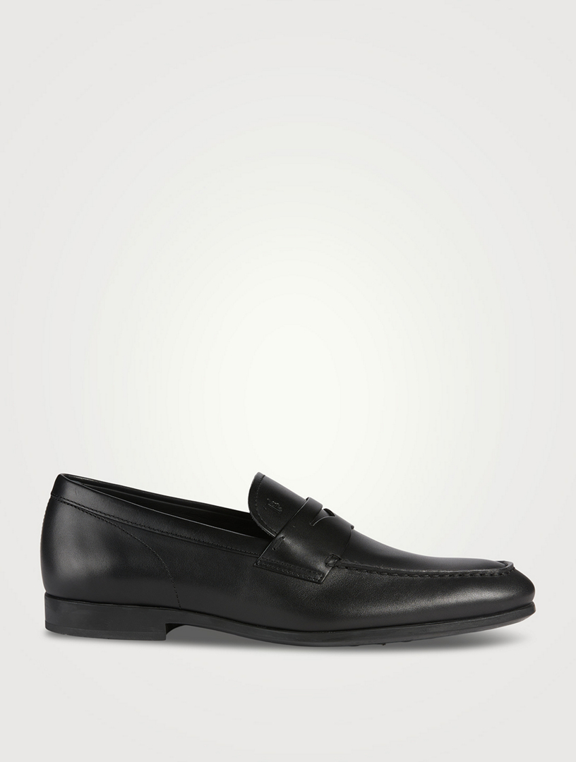 FERRAGAMO Leather Loafers With Gancini Ornament