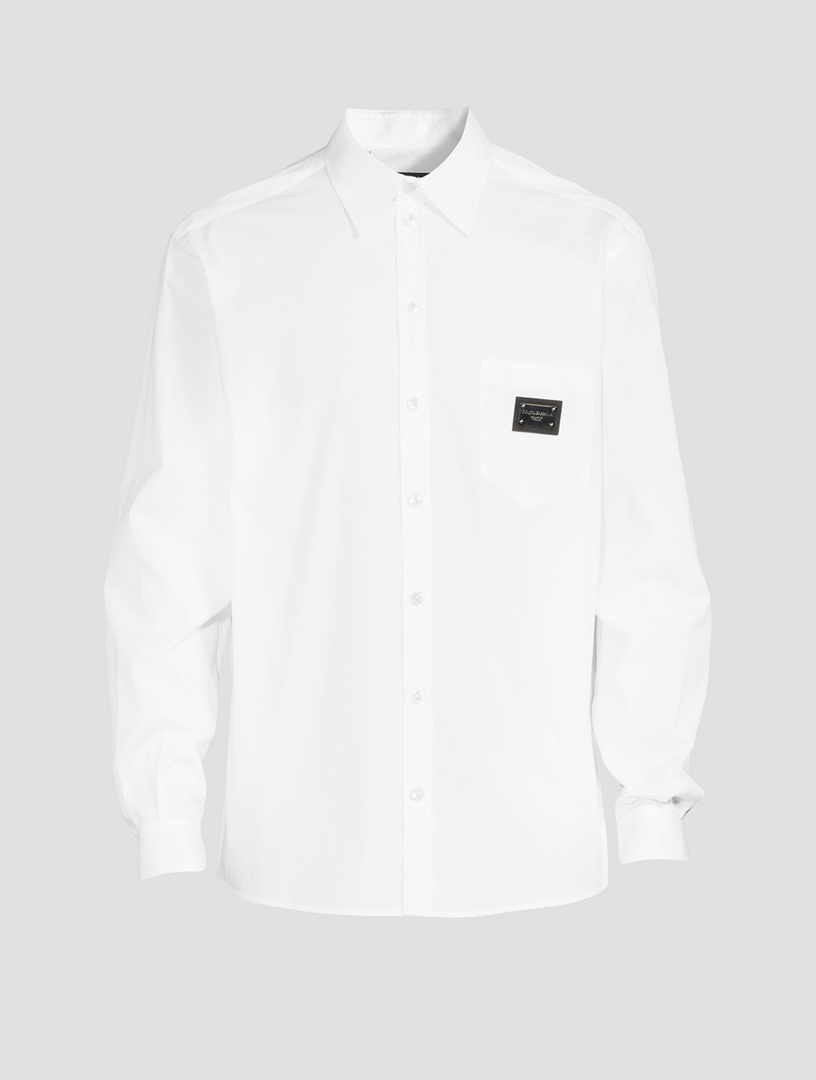 Cotton Shirt With Logo Plaque