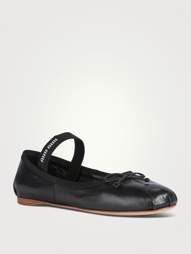 MIU MIU Leather Ballerina Flats | Holt Renfrew