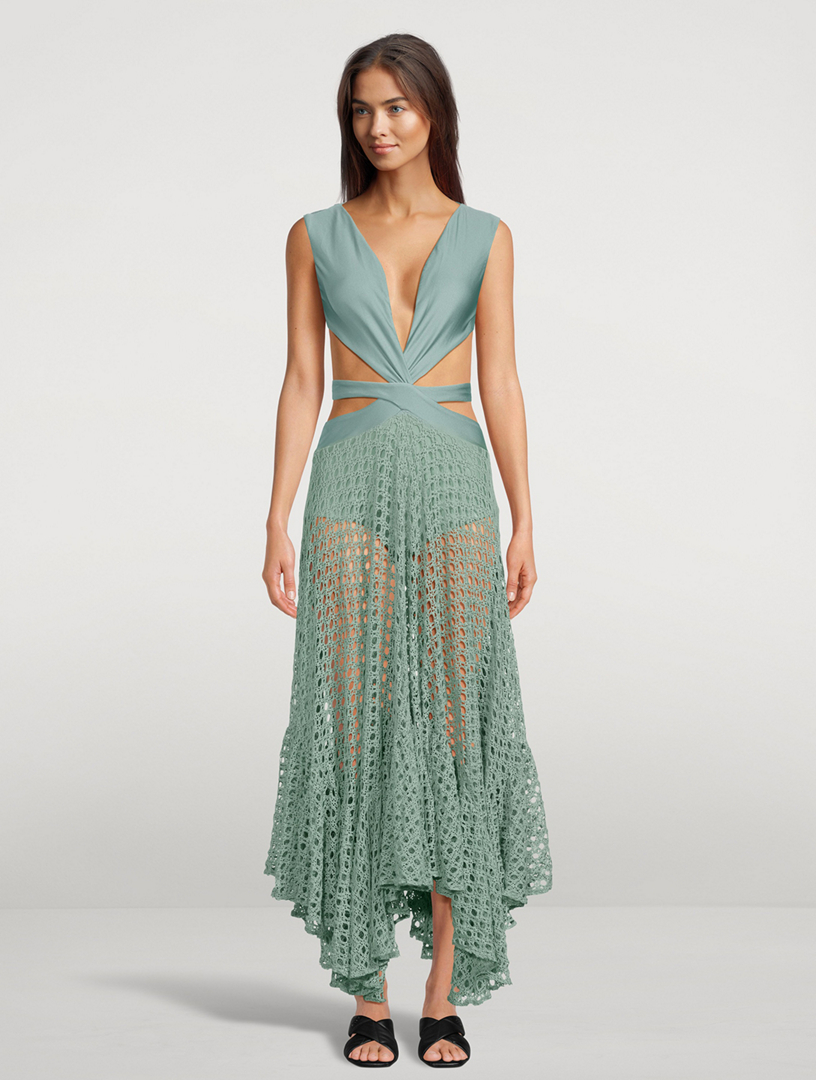 princess polly baby blue dress One Shoulder Lace Beach Dress (Final Sale) by PatBO at THE MILE