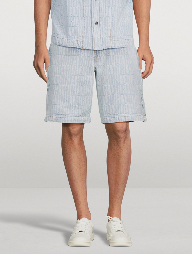 Denim Jacquard Snap Off Shorts