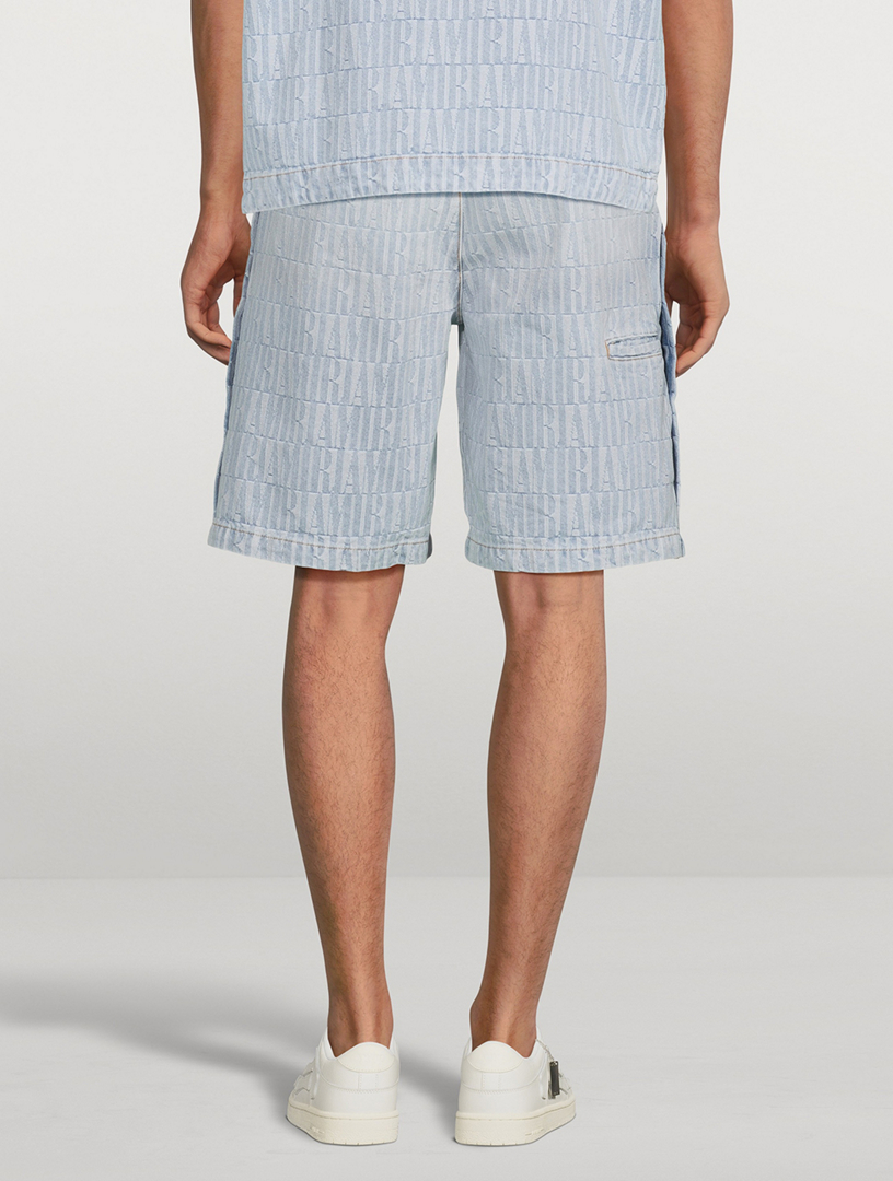 Denim Jacquard Snap Off Shorts