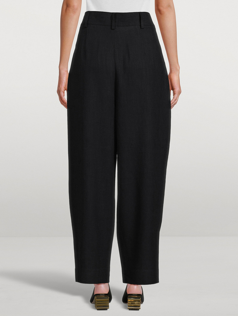 Deep Pleat Straight-Leg Trousers