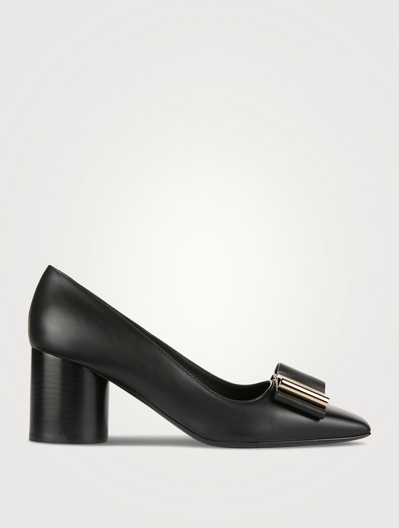 FERRAGAMO Double-Bow Leather Pumps