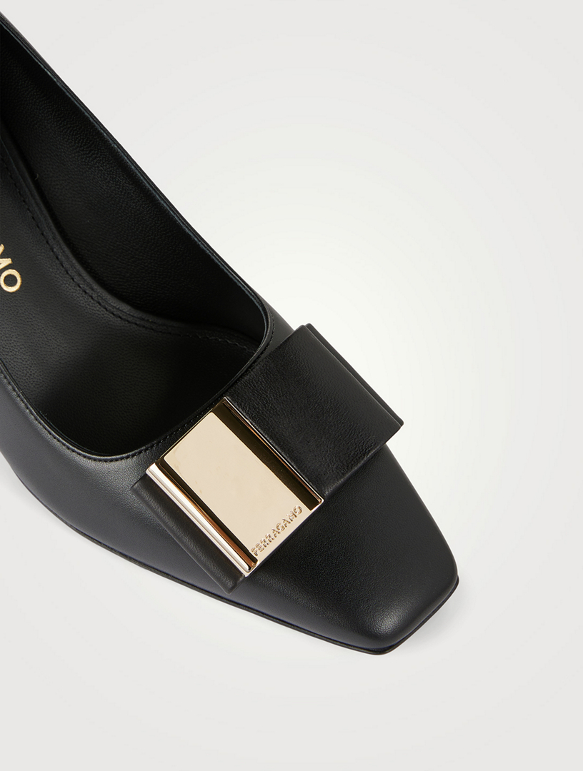 FERRAGAMO Double-Bow Leather Pumps