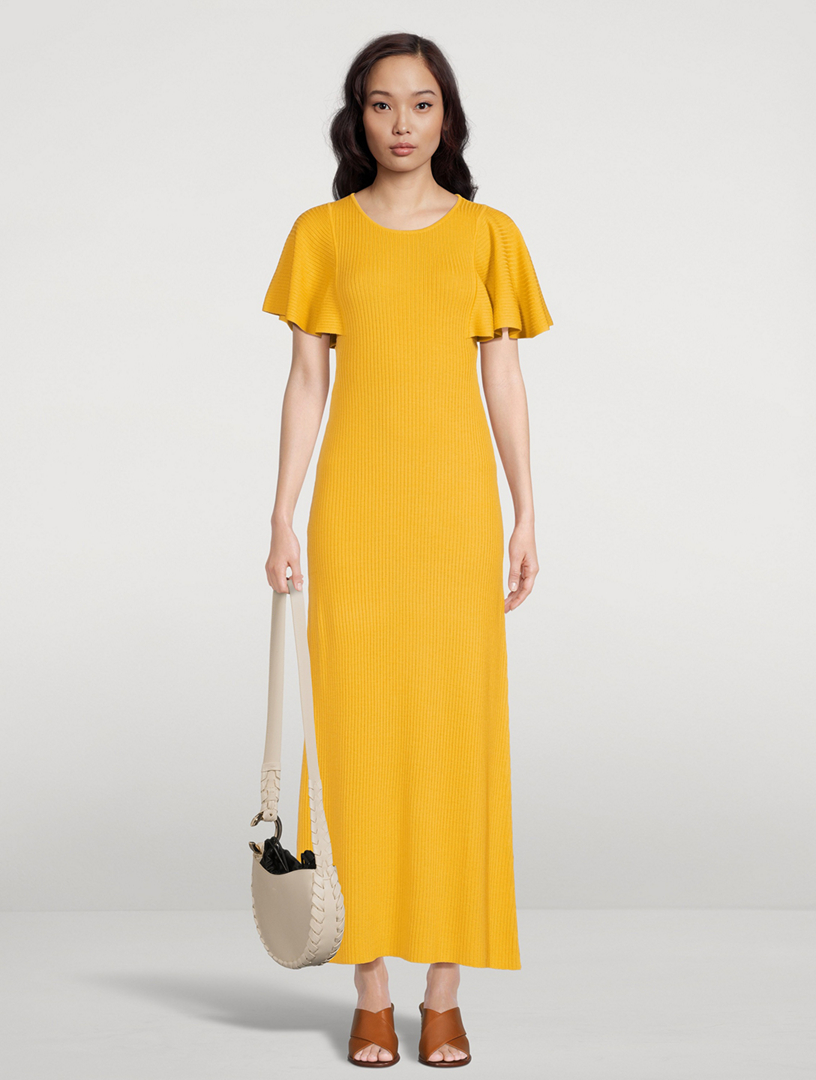 Cut-Out Wool Maxi Dress