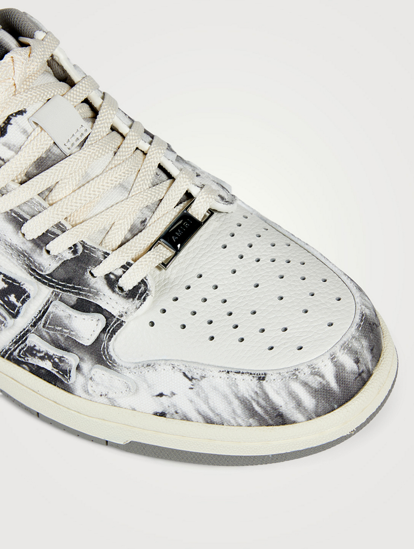 AMIRI Skel Tie-Dye Leather And Canvas Sneakers  Grey