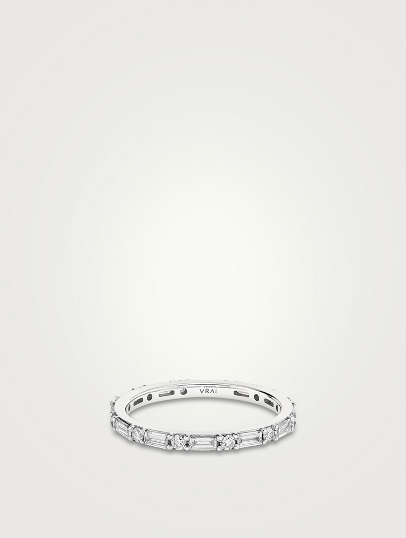 14K White Gold Alternating Shapes Band With Lab Grown Diamonds