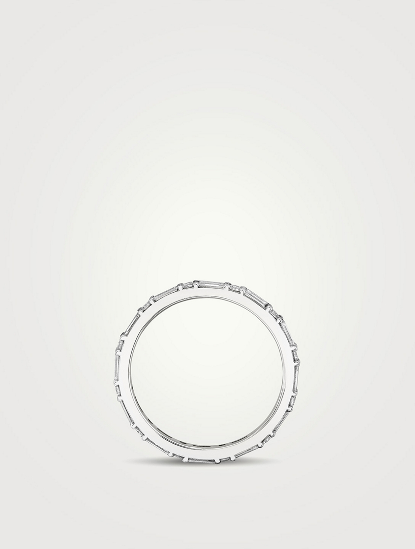 14K White Gold Alternating Shapes Band With Lab Grown Diamonds