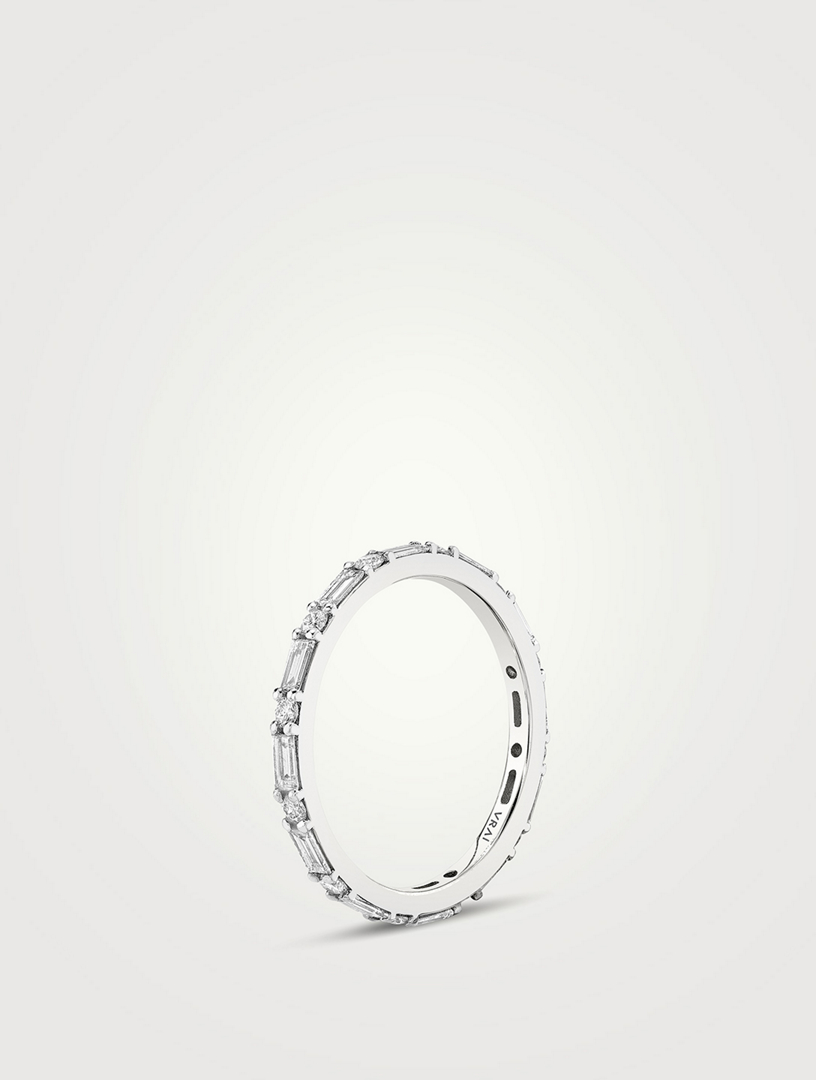 14K White Gold Alternating Shapes Band With Lab Grown Diamonds