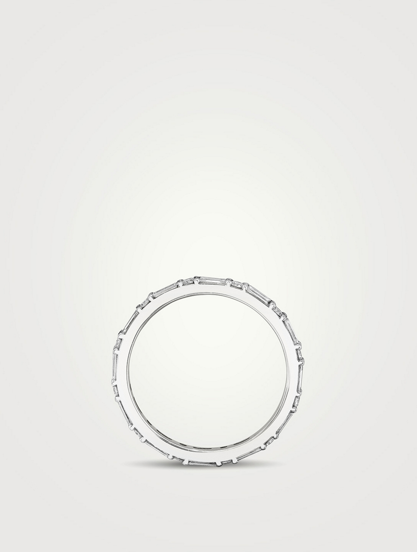 14K White Gold Alternating Shapes Band With Lab Grown Diamonds