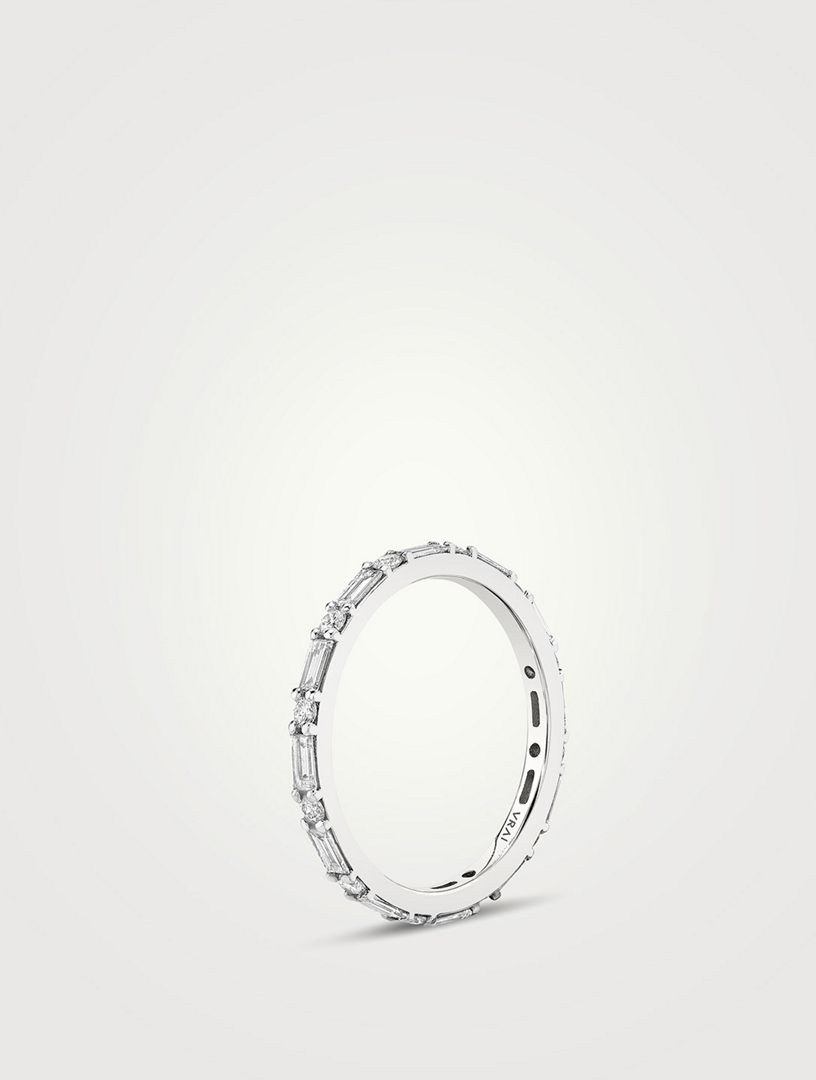 14K White Gold Alternating Shapes Band With Lab Grown Diamonds