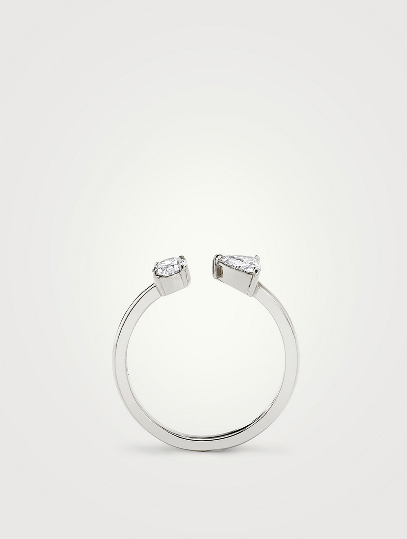 14K Gold Oval And Trillion Mixed Cuff Ring With Lab Grown Diamonds