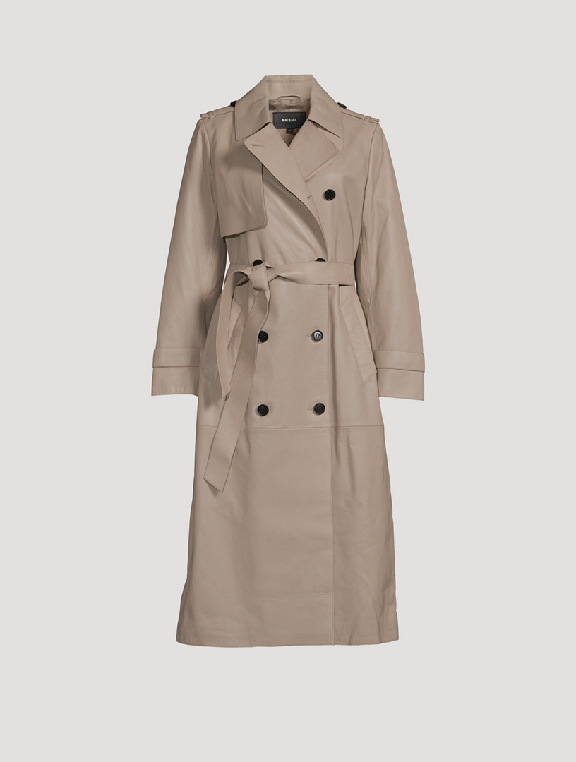 Gael Belted Leather Trench Coat