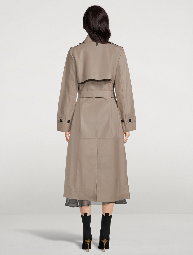 Gael Belted Leather Trench Coat