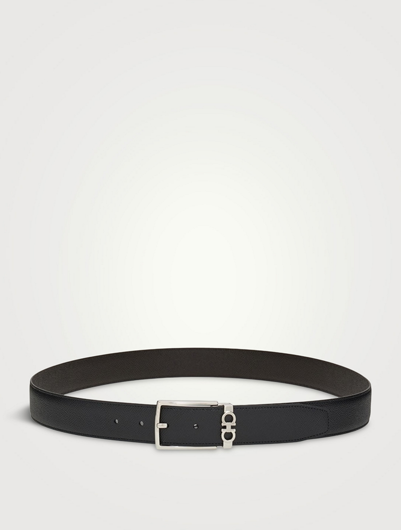 Ferragamo Double Gancini Reversible & Adjustable Leather Belt in Black for  Men