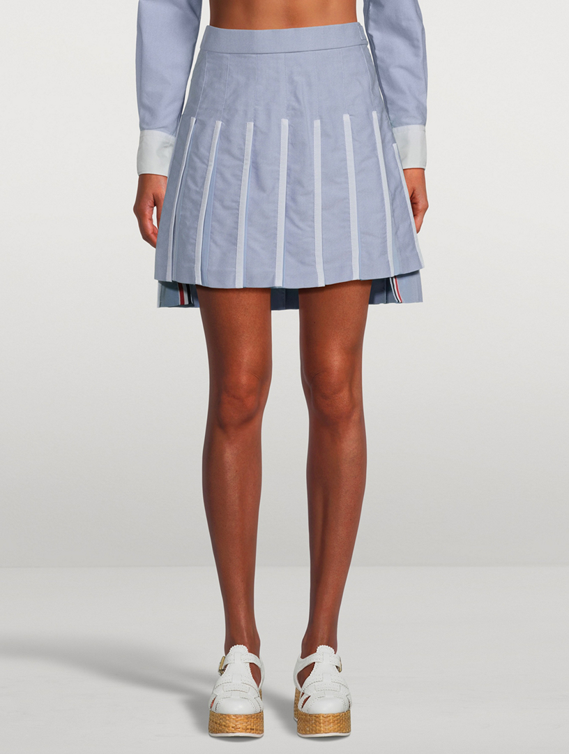 THOM BROWNE Organza Oxford Pleated Mini Skirt | Holt Renfrew