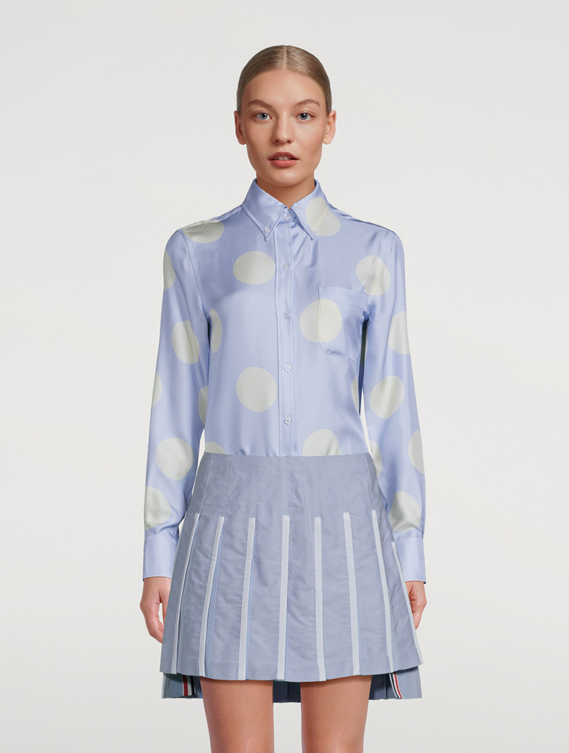 Silk Twill Blouse Polka Dot Print