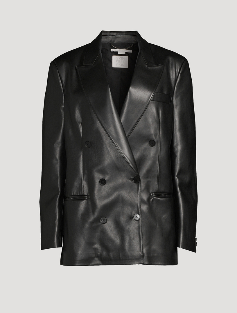 STELLA MCCARTNEY Faux Leather Double-Breasted Blazer | Holt Renfrew