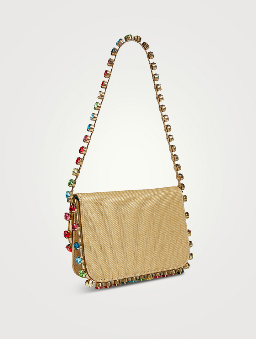 Mini Galactic Crystal Raffia Shoulder Bag