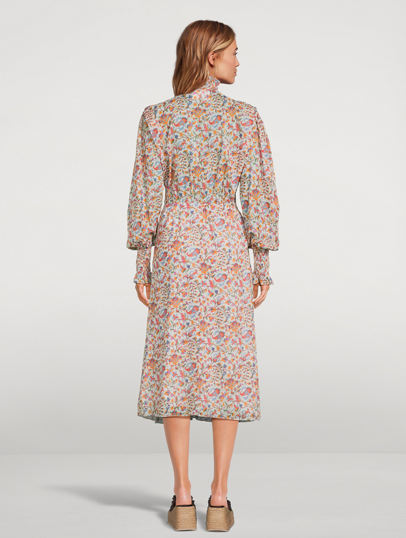 ★Isabel Marant★GALOA コットン ドレス ISABEL MARANT ÉTOILE Galoa Floral-Patterned Frilled-Trim