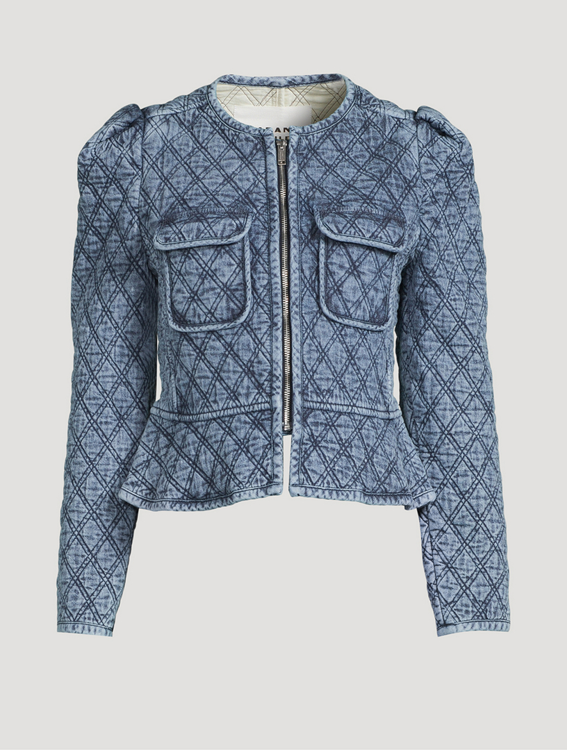 【Marant Etoile】 Delionaキルトデニムジャケット ISABEL MARANT ÉTOILE Deliona Quilted Denim Jacket in Blue