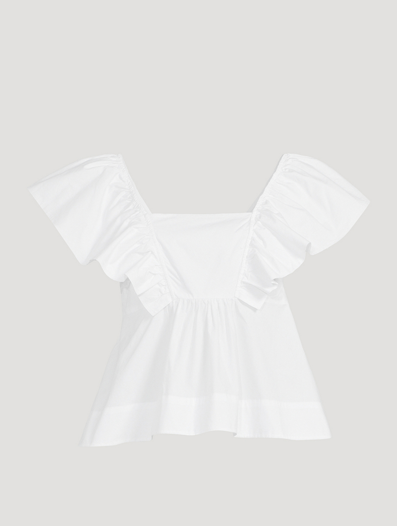 Ruffle Poplin Blouse