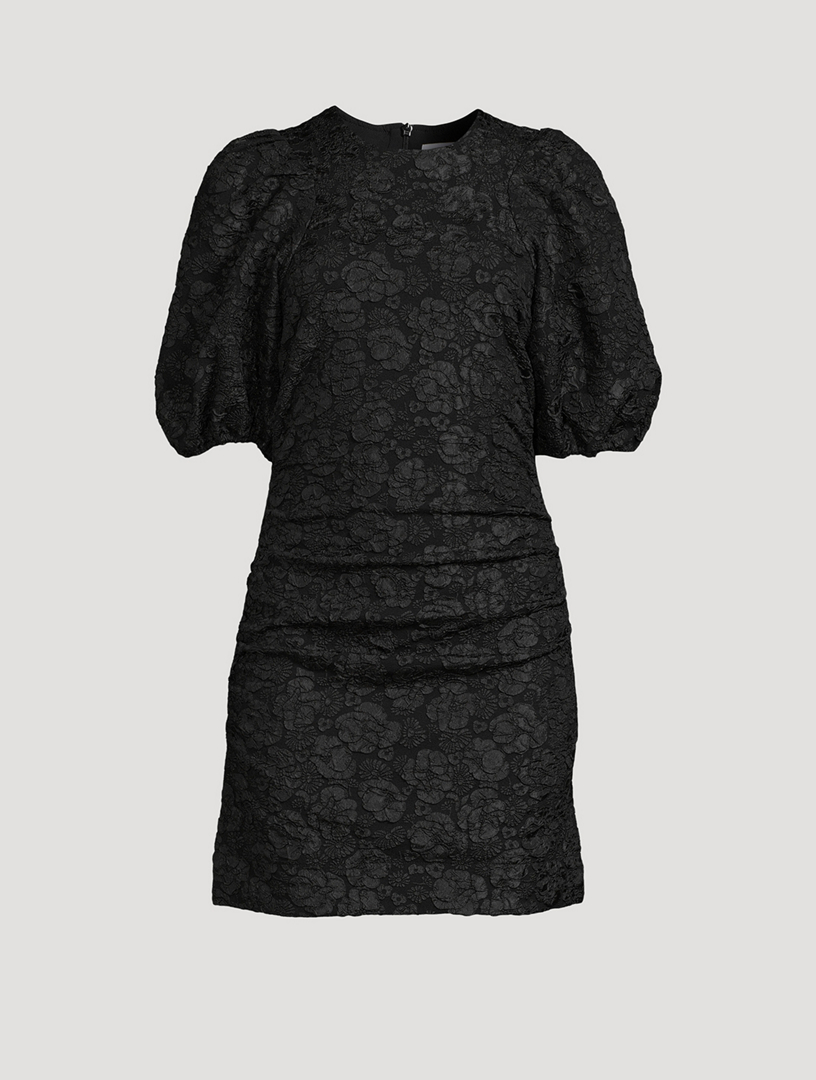 ワンピース [Ganni] Stretch Puff Sleeve Smoke Mini Dress Ganni Stretch Jacquard Puff Sleeve Mini Dress | David Jones