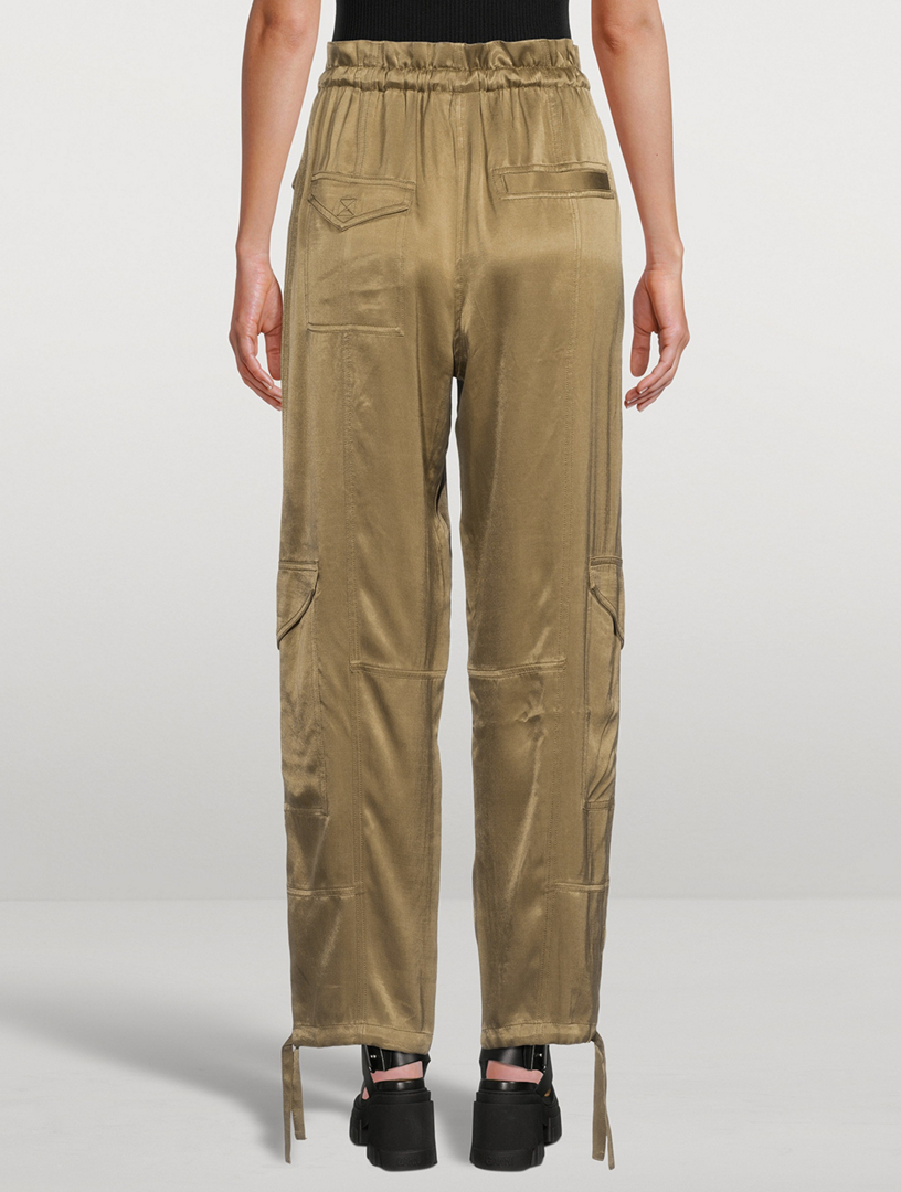 GANNI Washed Satin Cargo Pants | Holt Renfrew