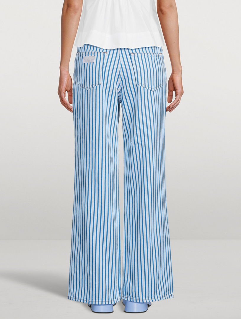GANNI Magny Jeans In Stripe Print  White