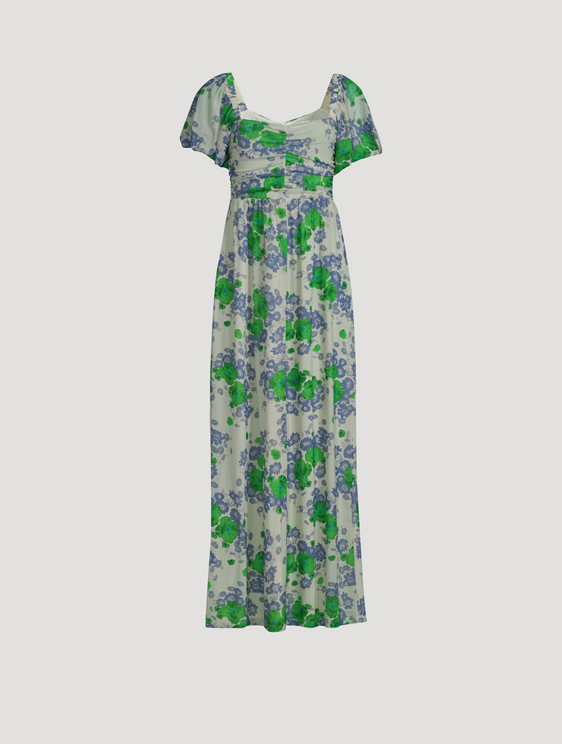 GANNI Puff-Sleeve Maxi Dress In Floral Print | Holt Renfrew