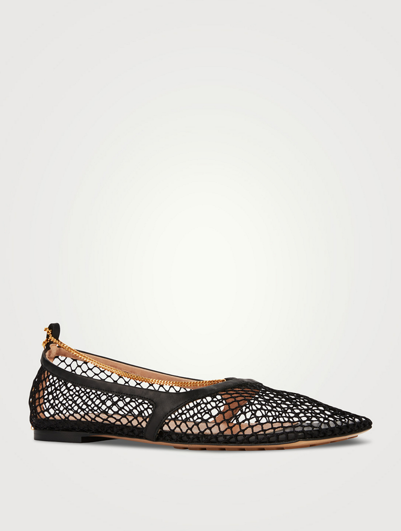 【ボッテガヴェネタ・BOTTEGA VENETA】BALLET FLATS BOTTEGA VENETA Stretch Mesh And Leather Ballet Flats With