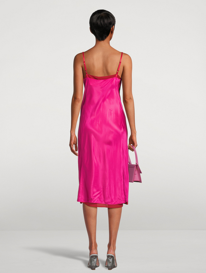 Hot pink shop satin slip dress