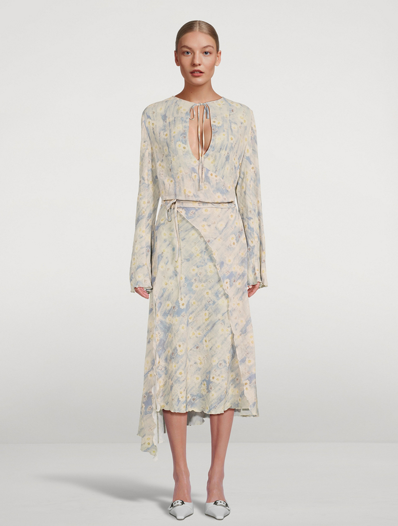 ACNE STUDIOS Wrap Dress In Floral Print | Holt Renfrew