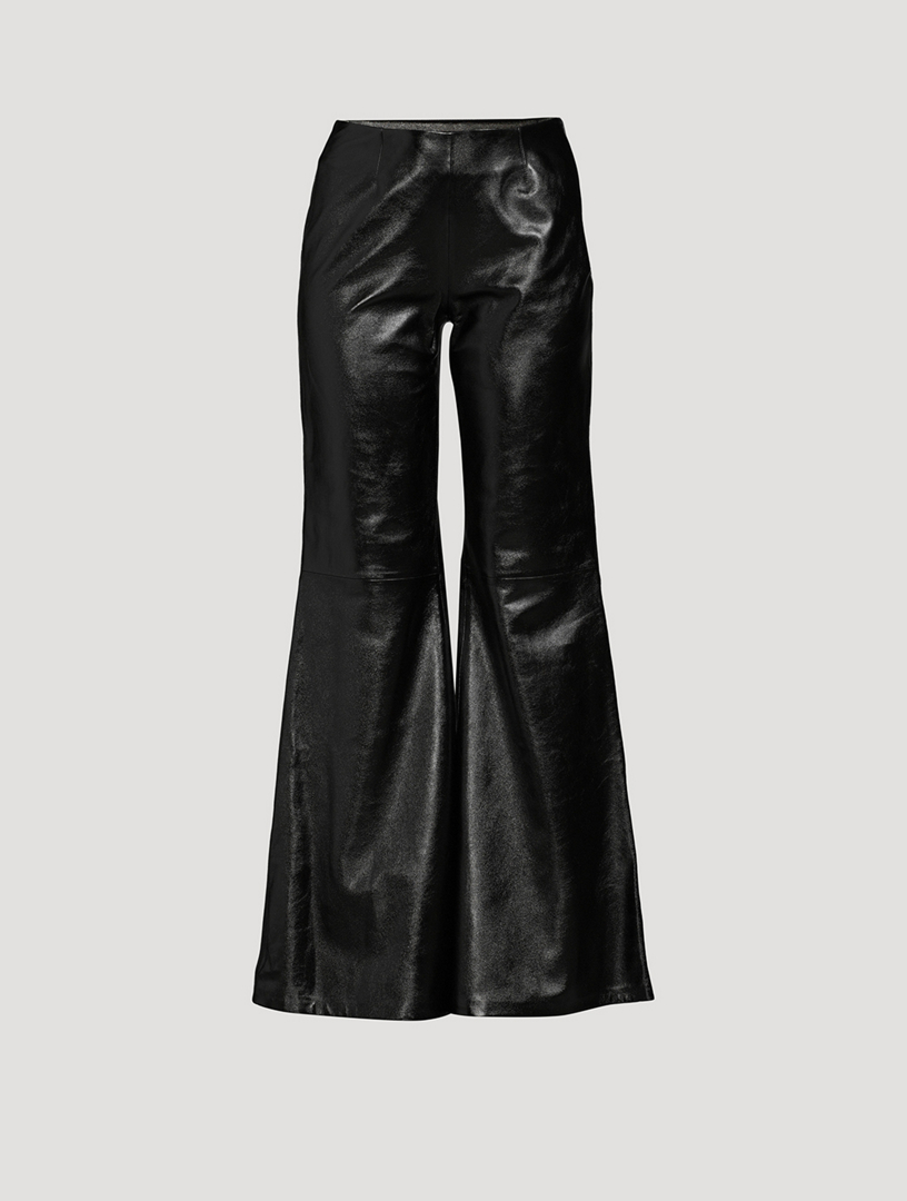 Acne Studios - Leather flared trousers - Black