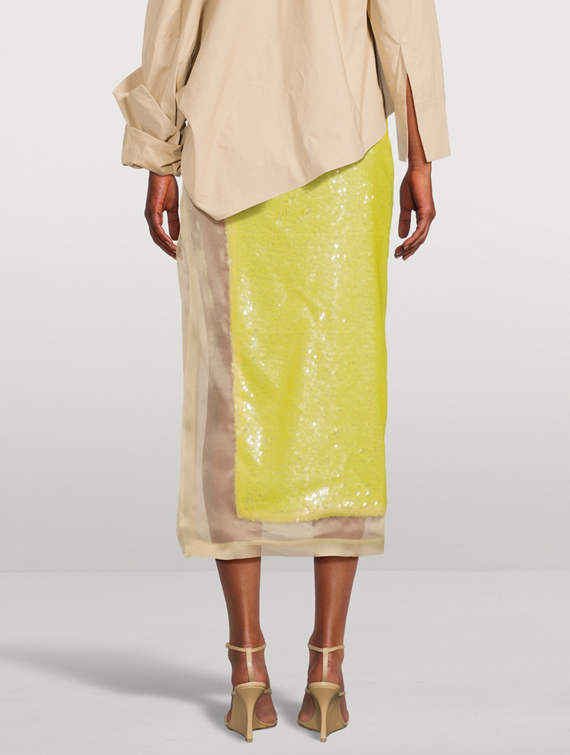 Silk And Sequin Midi Skirt