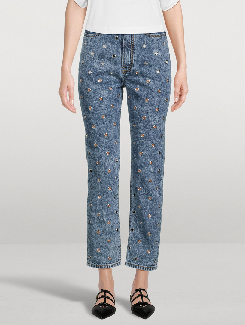 Grommet Straight-Leg Jeans