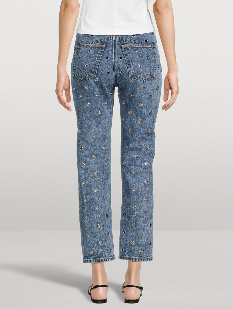 Grommet Straight-Leg Jeans