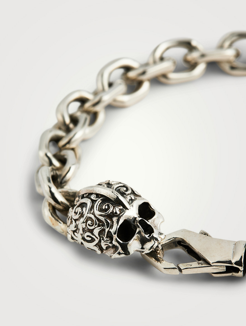 Mens silver skull deals bracelet