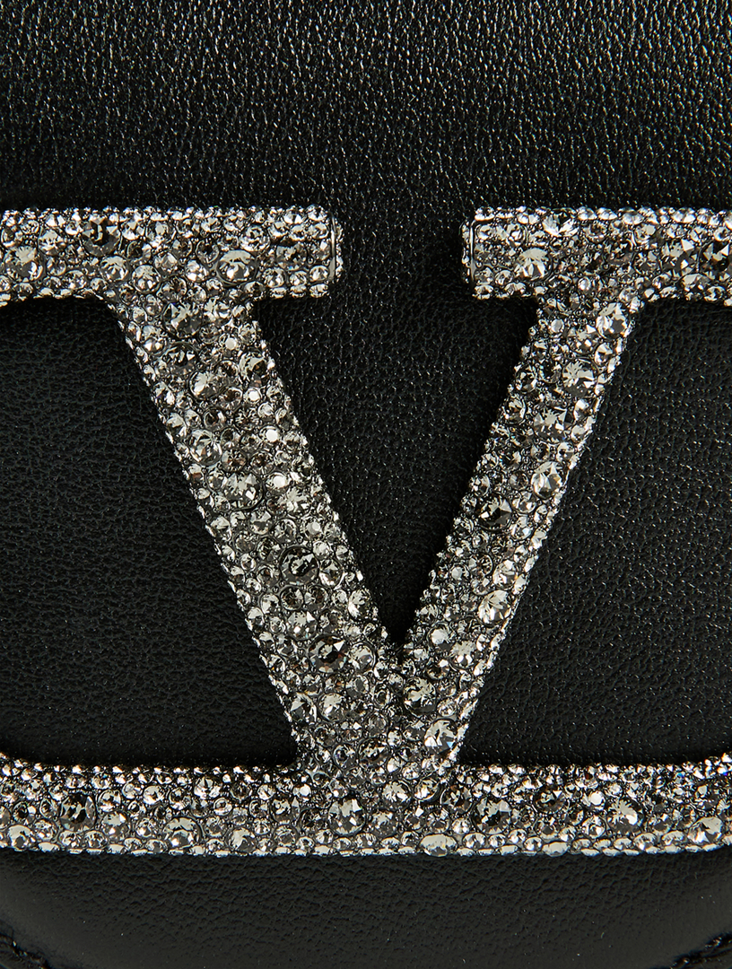Black Locò small crystal-embellished leather bag, Valentino Garavani