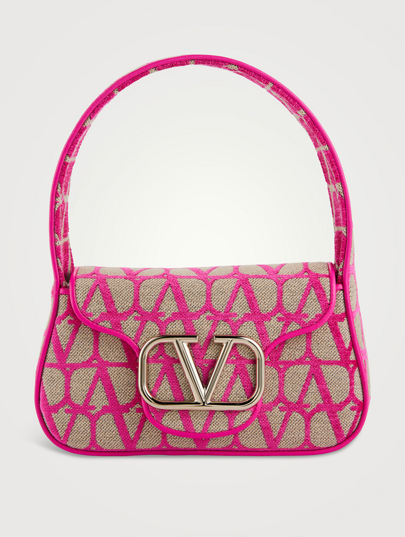 V Logo Signature Toile Iconographe Small Tote Bag in Pink