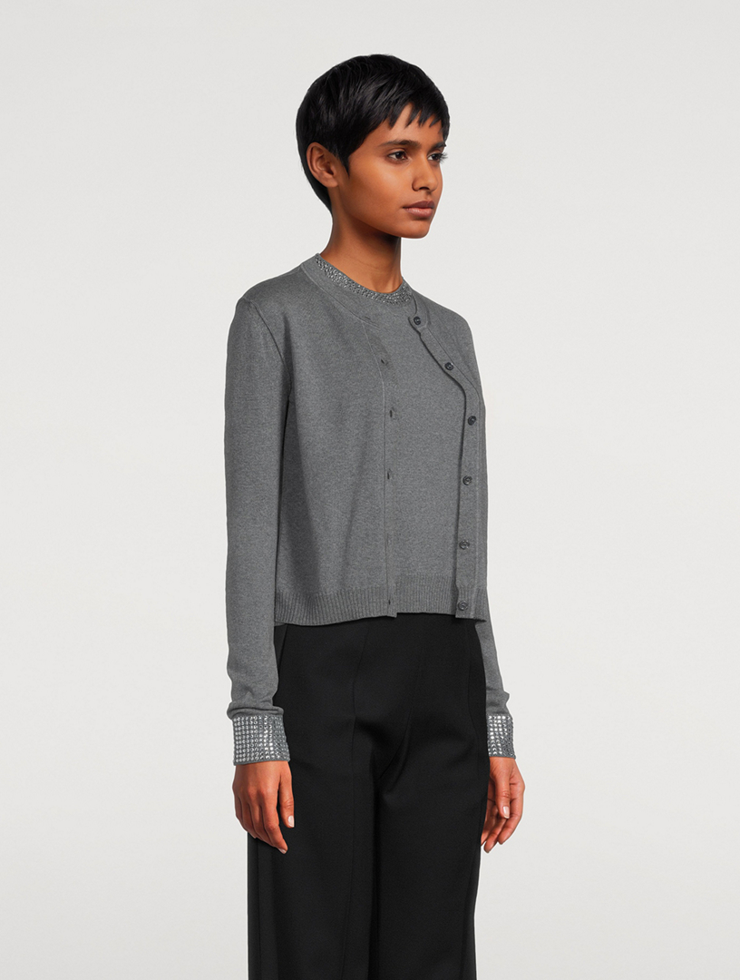 VALENTINO Embellished Virgin Wool Cardigan | Holt Renfrew