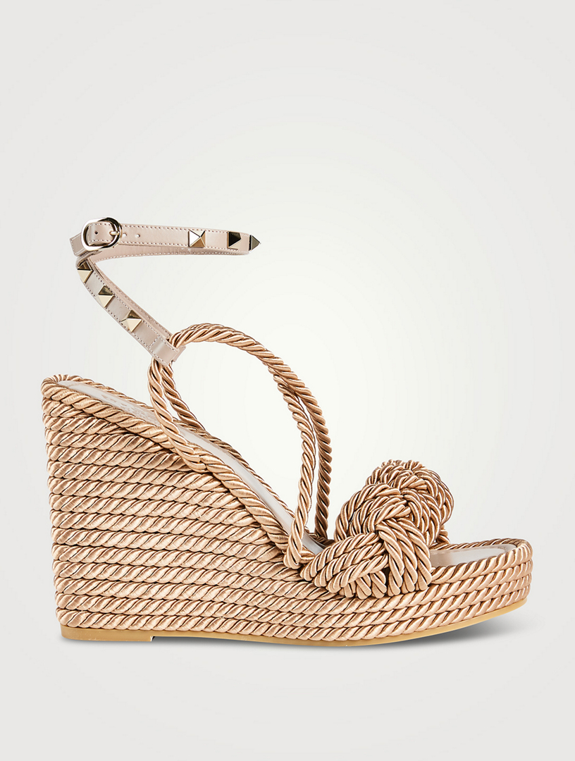 Shop Valentino Garavani Rockstud Torchon Espadrille Wedge Sandals