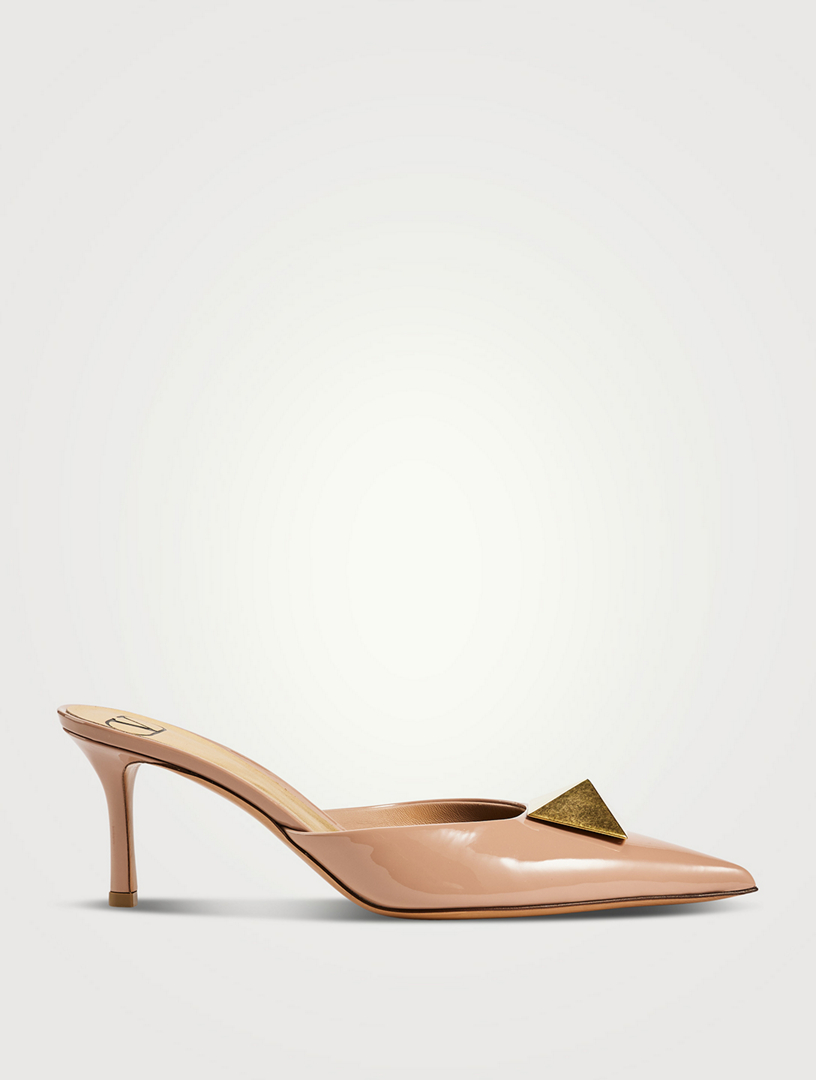 One Stud Patent Leather Mules