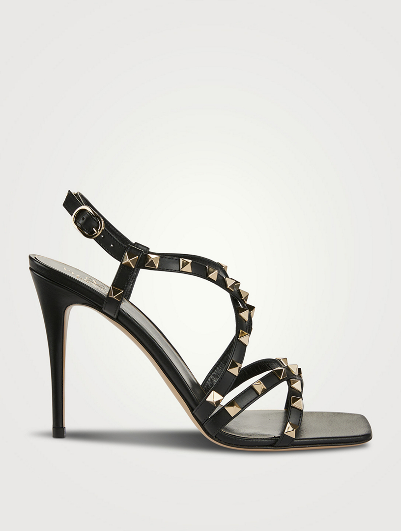 Rockstud calfskin sandal online 100 mm