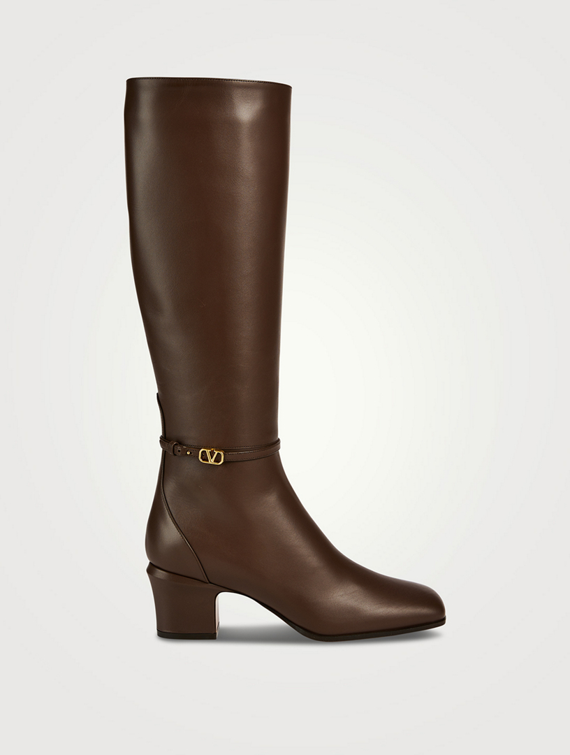 tan leather knee length boots