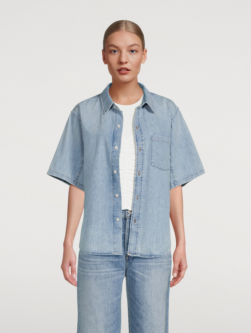 Kayla Short-Sleeve Denim Shirt