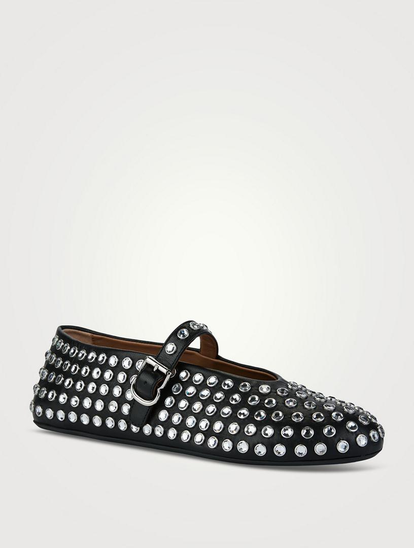 Embellished Leather Ballet Flats
